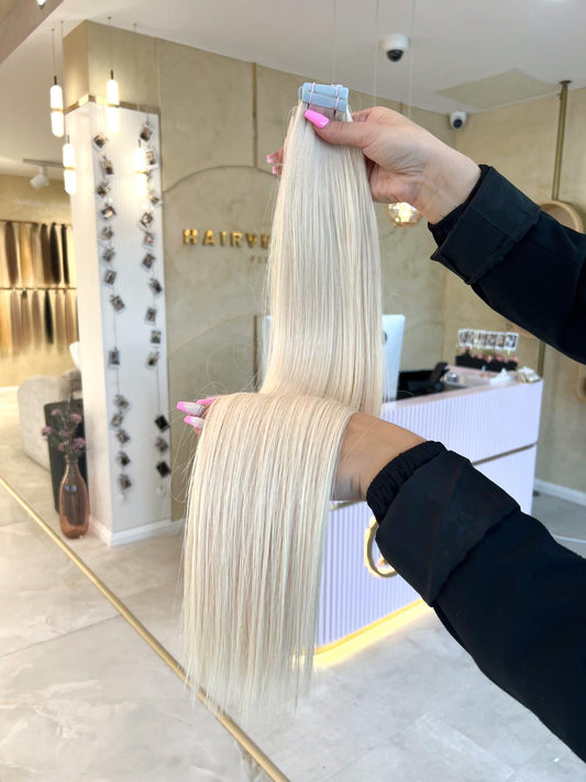 #PEARL WHITE STANDARD RUSSISCHE TAPE EXTENSIONS GLATT ♡
