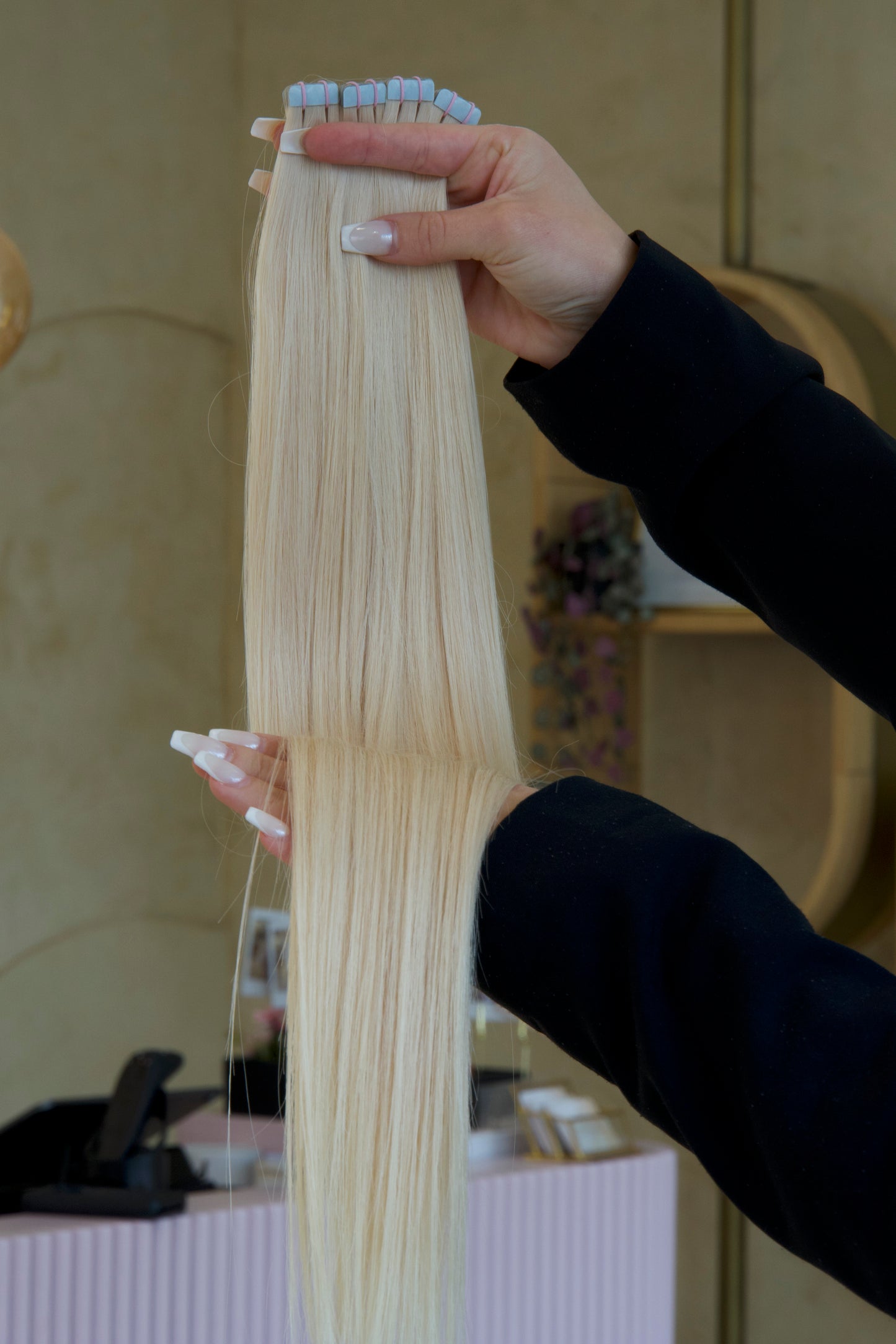 #PEARL WHITE MINI TAPE EXTENSIONS RU GLATT ♡