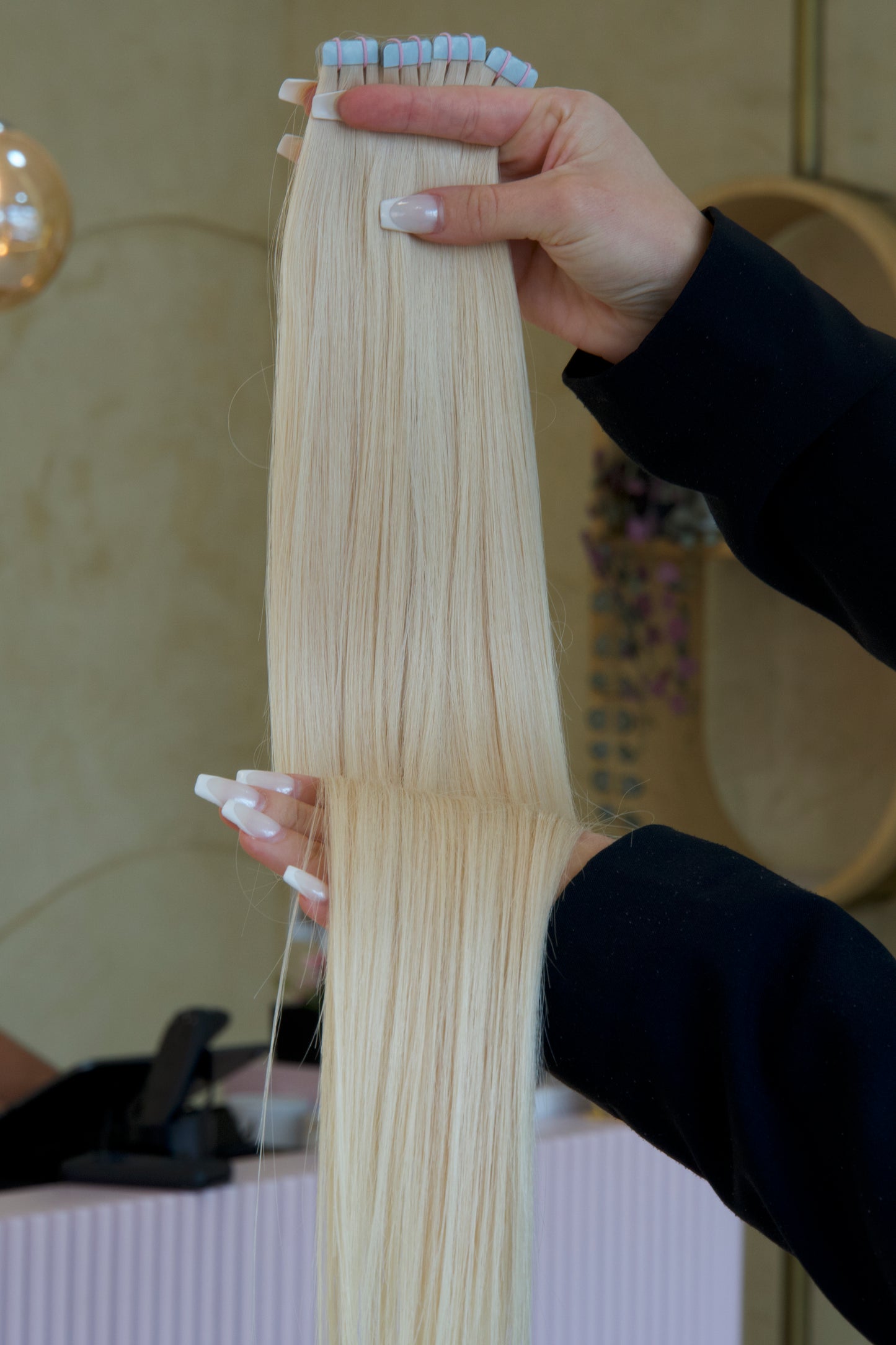 #PEARL WHITE MINI TAPE EXTENSIONS RU GLATT ♡