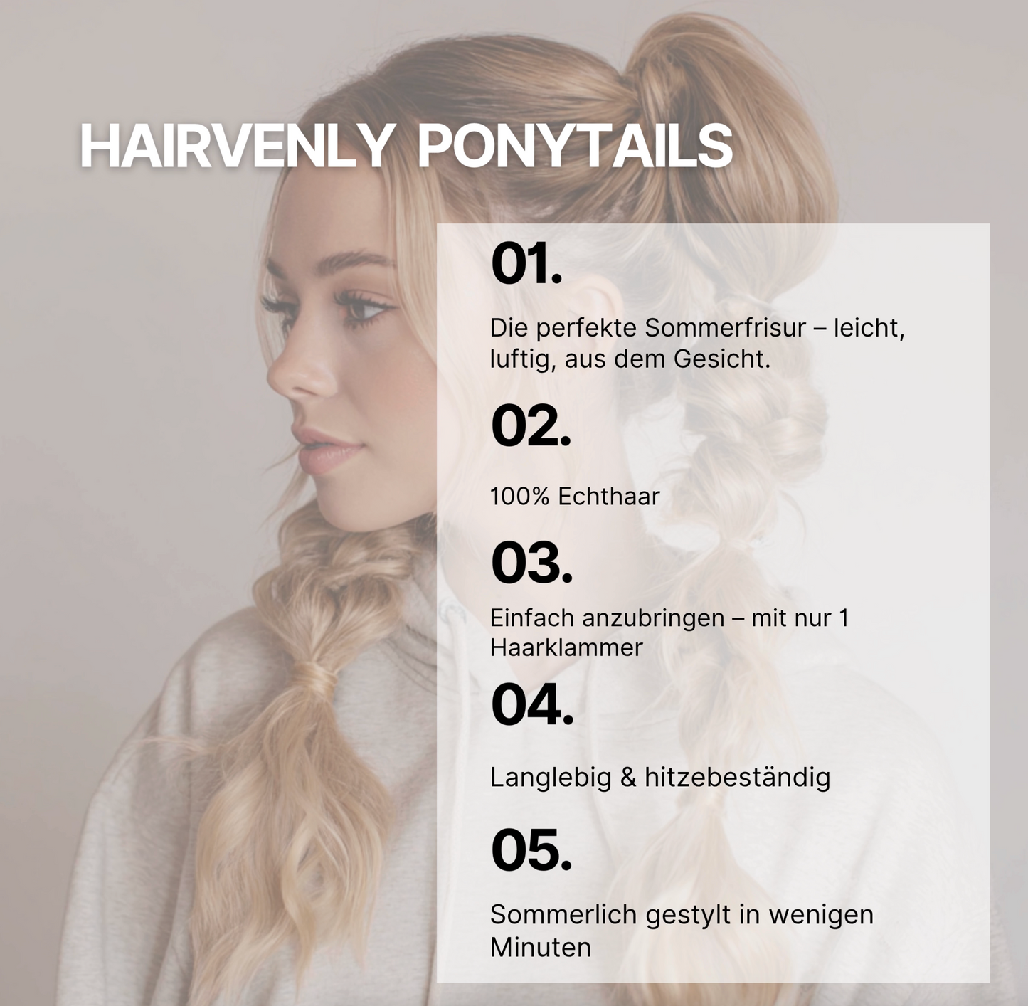 #PEARL WHITE PONYTAIL 130G - 65CM