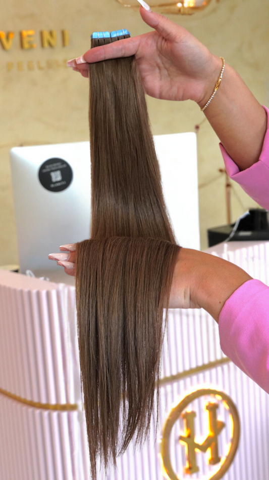 #BITTER CACAO MINI TAPE EXTENSIONS RU GLATT - DUNKELBRAUN ♡