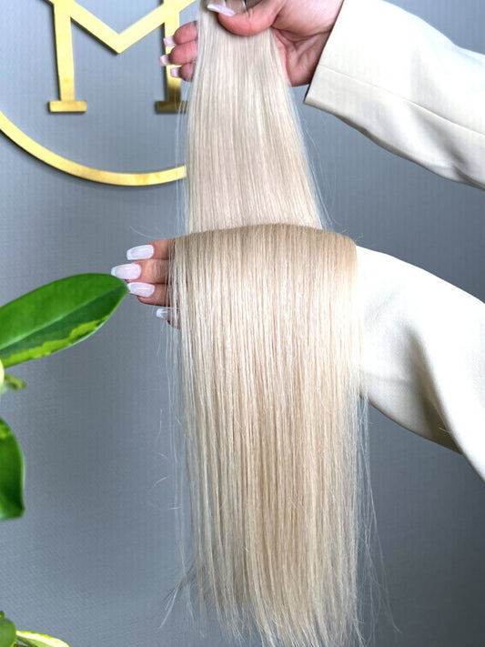 TRESSEN #SHINY LICHTBLOND ASCH RU GLATT CLASSIC WEFT ♡