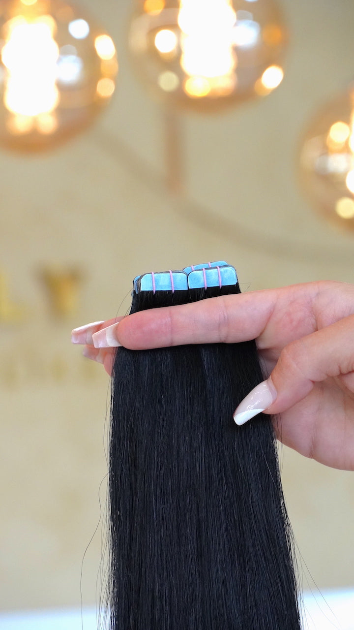 #EBONY MINI TAPE EXTENSIONS - TIEFSCHWARZ ♡