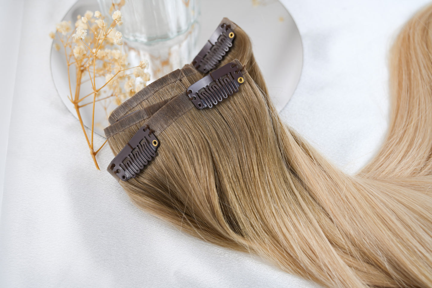 #DESERT - INVISIBLE CLIP EXTENSIONS - OMBRES HELLBRAUN UND HELLBLOND GOLD ♡