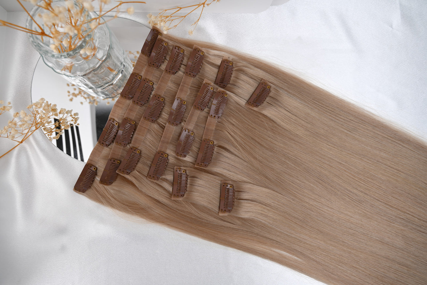 #DIRTY BLOND - INVISIBLE CLIP EXTENSIONS - DUNKELBLOND GOLD ♡