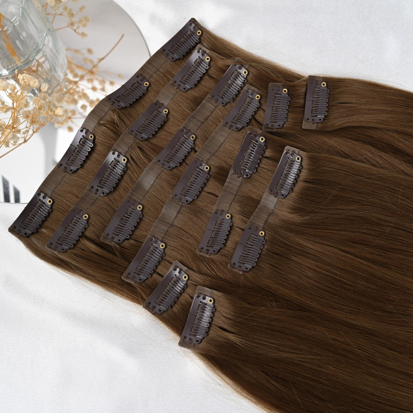 #BITTER CACAO - INVISIBLE CLIP EXTENSIONS- DUNKELBRAUN ♡