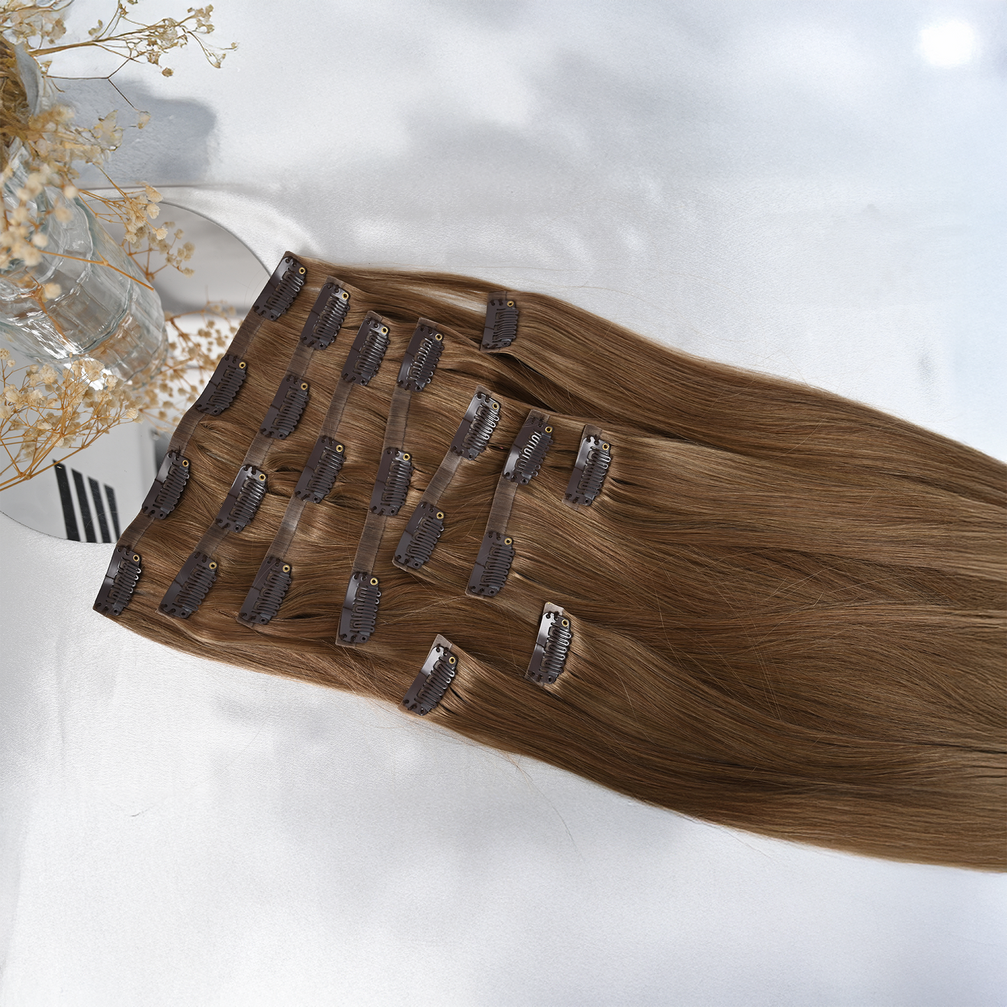 #GLOW - INVISIBLE CLIP EXTENSIONS - HELLBRAUN GOLD ♡