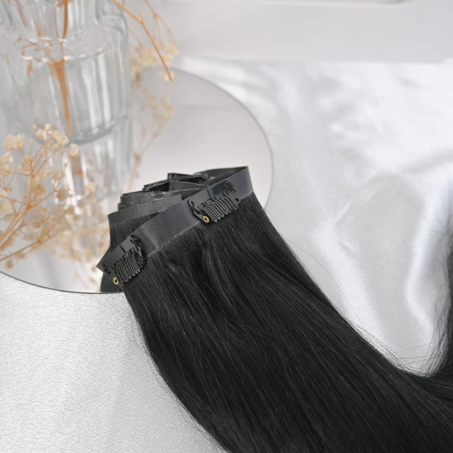 #EBONY - INVISIBLE CLIP EXTENSIONS - TIEFSCHWARZ ♡
