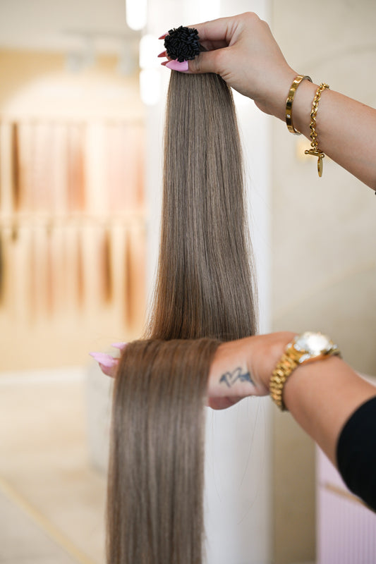 #5A MITTELASCHBRAUN US WELLIGE KERATIN BONDINGS SCHWARZE 85CM ♡
