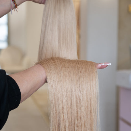 #24A SANDBLOND US WELLIGE TRESSEN ECHTHAAR GENIUS WEFT EXTENSIONS 65CM♡