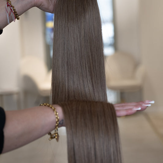 #5A HELLBRAUNE US WELLIGE TRESSEN ECHTHAAR GENIUS WEFT EXTENSIONS 65CM ♡