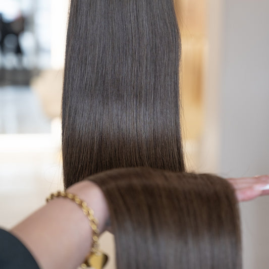 #2A - ASCHBRAUNE US WELLIGE TRESSEN ECHTHAAR GENIUS WEFT EXTENSIONS♡