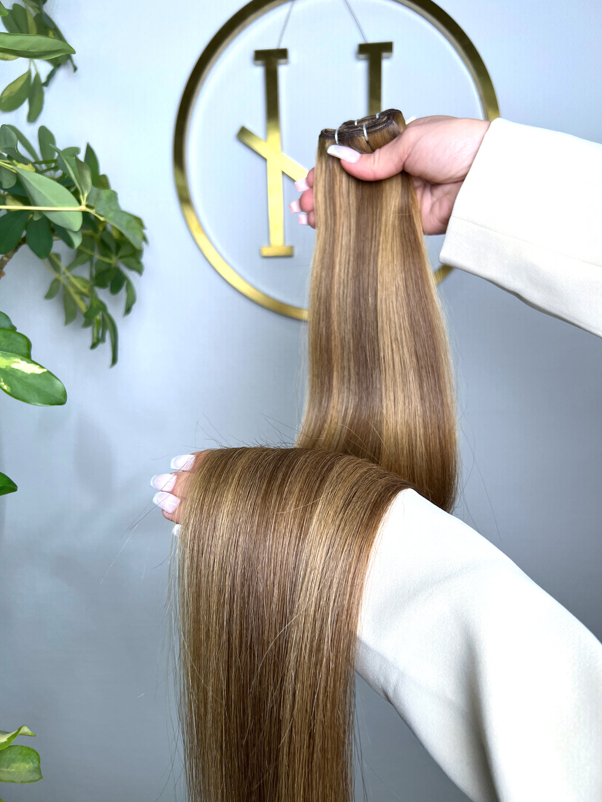 TRESSEN #TOFFEE GESTRÄHNTES MITTELBRAUN GOLD UND HELLBRAUN GOLD RU GLATT CLASSIC WEFT ♡