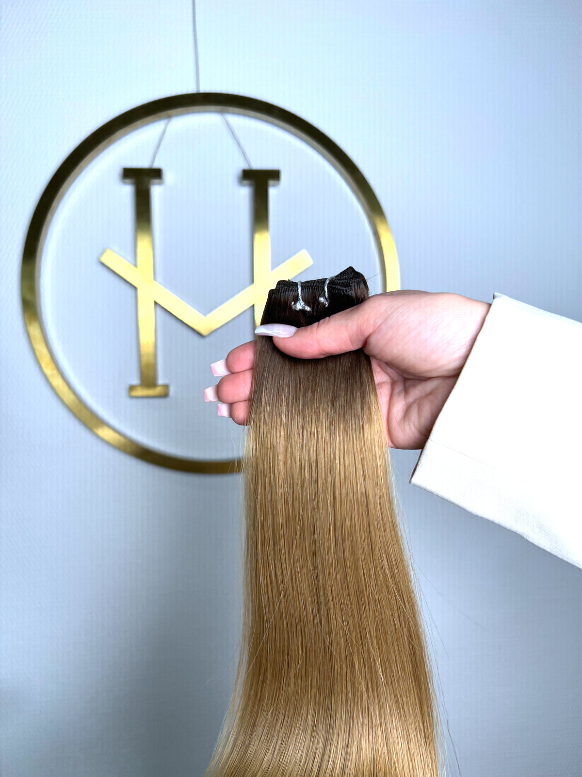 TRESSEN #BUTTERSCOTCH OMBRES DUNKELBRAUN UND HELLBRAUN GOLD RU GLATT CLASSIC WEFT ♡