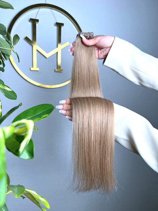 TRESSEN #DIRTY BLOND DUNKELBLOND GOLD RU GLATT CLASSIC WEFT ♡