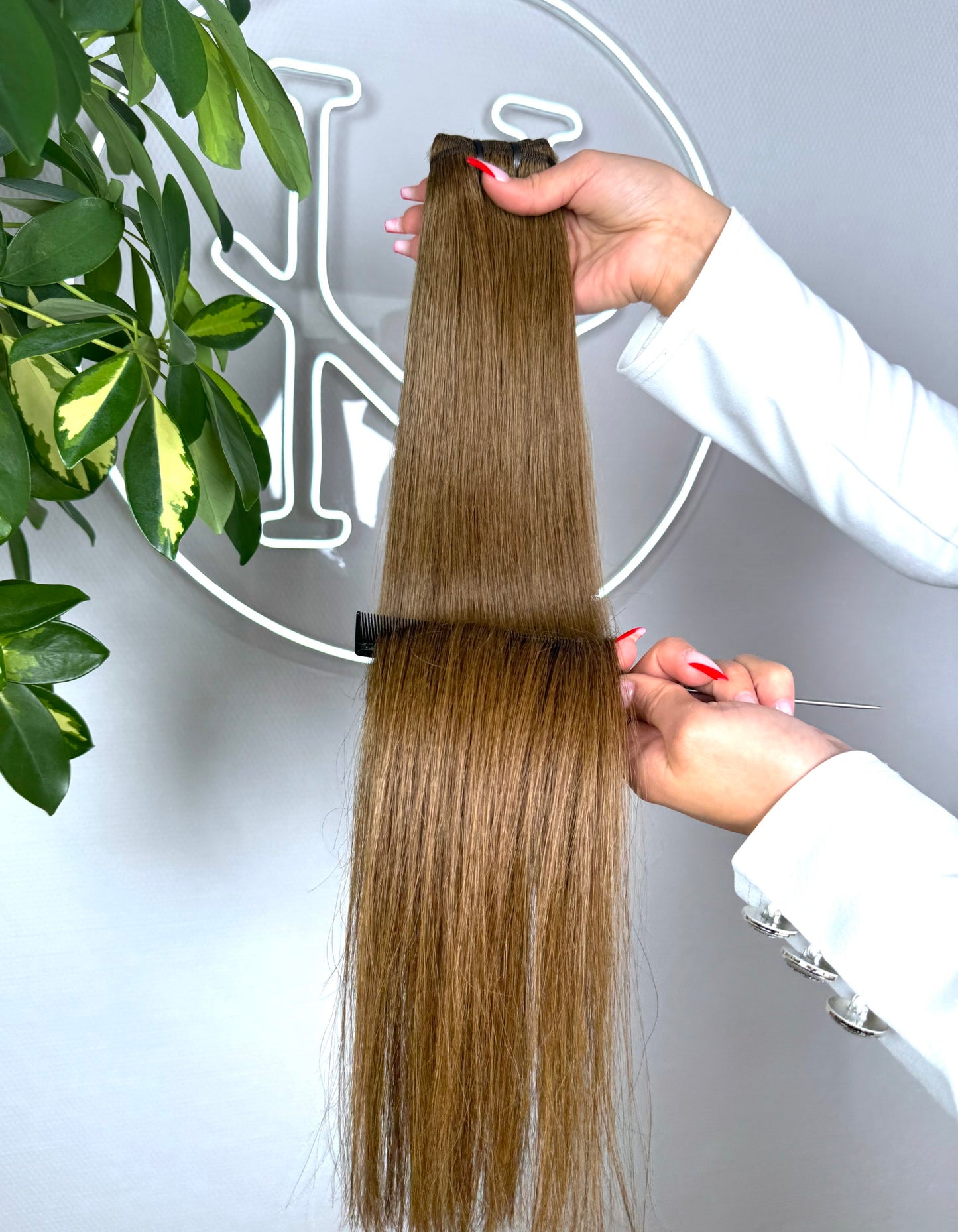 #6A TRESSEN REHBRAUNE US WELLIGE TRESSEN CLASSIC ECHTHAAR  65CM ♡