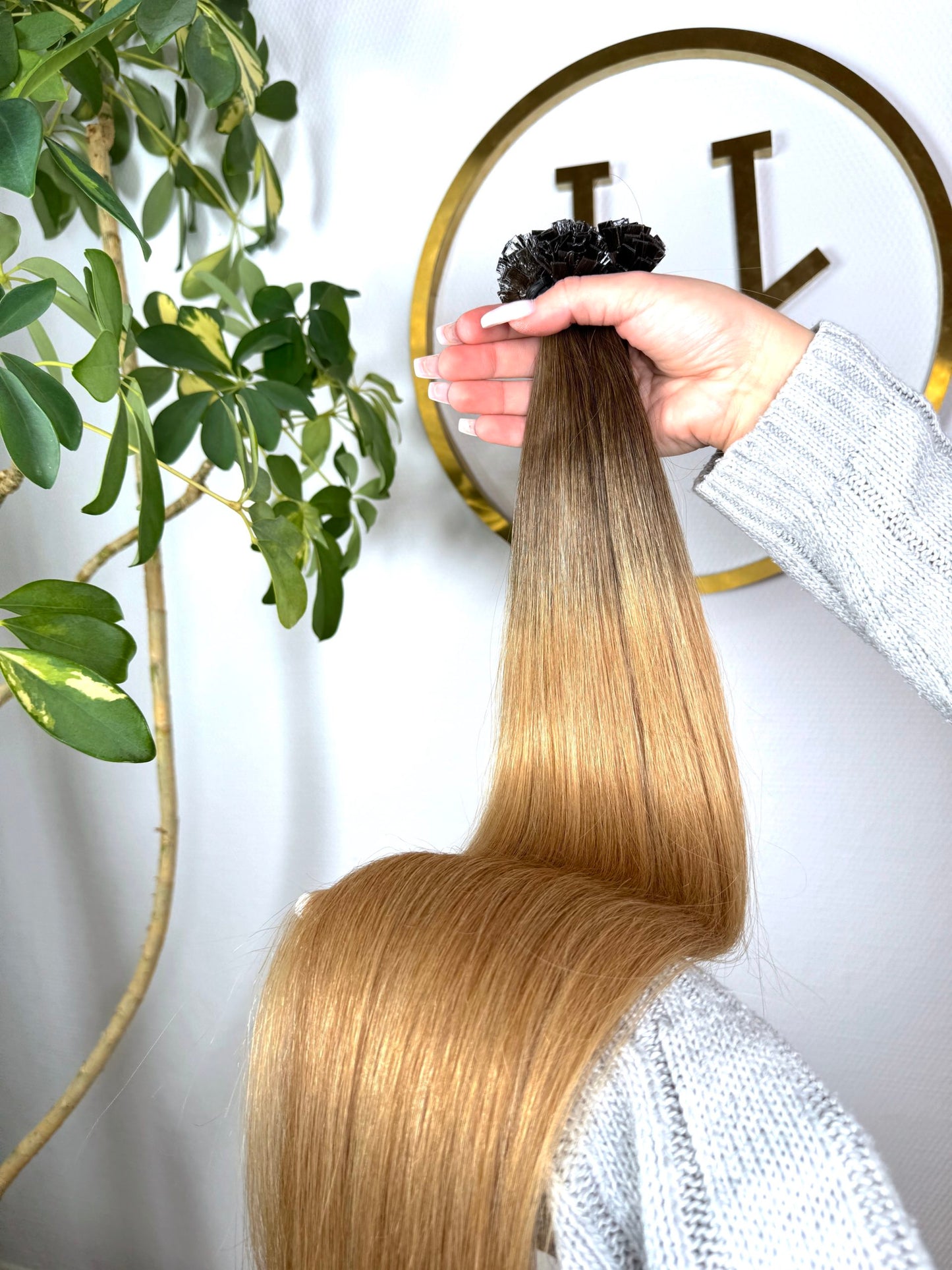 #2T14A US WELLIGE KERATIN BONDINGS DUNKELBLOND OMBRÉ 65CM ♡