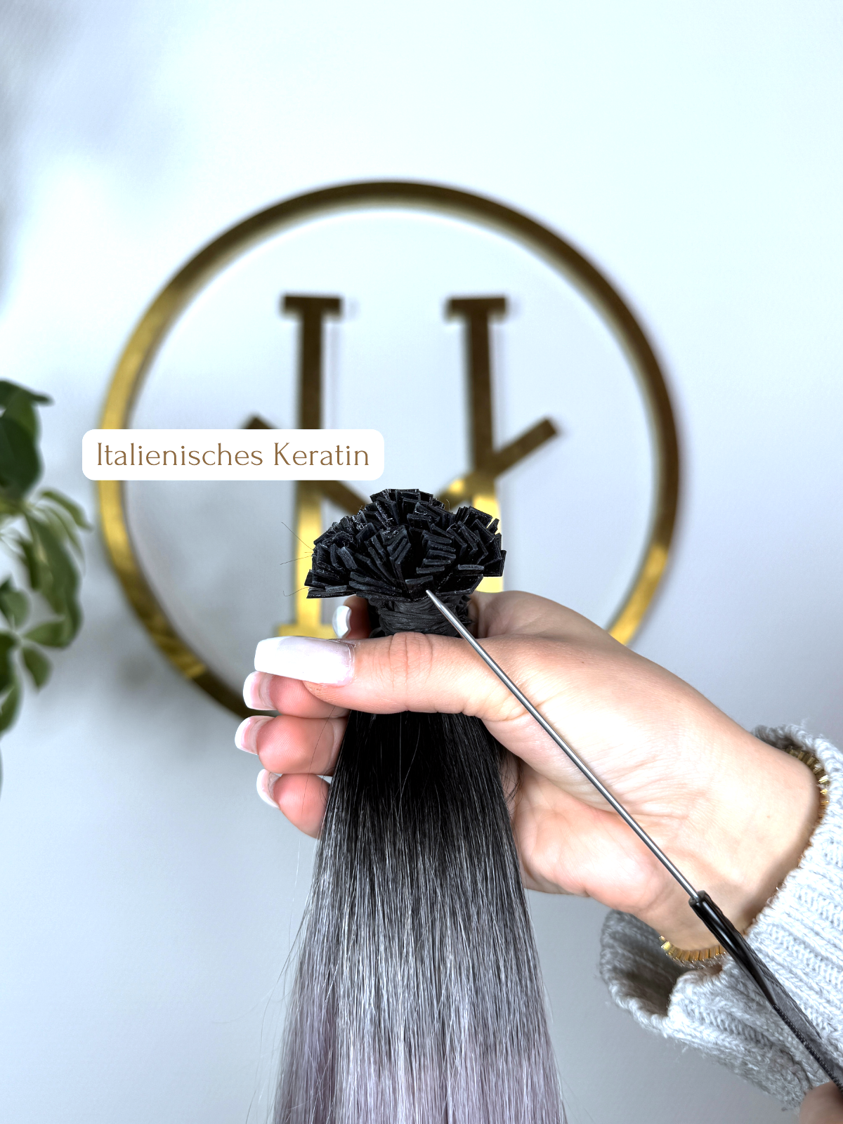 #NATURAL/GREY KERATIN BONDINGS GRAU OMBRÉ 65CM ♡
