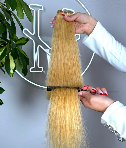 #10 HONIGBLONDE US WELLIGE TRESSEN CLASSIC ECHTHAAR  65CM ♡