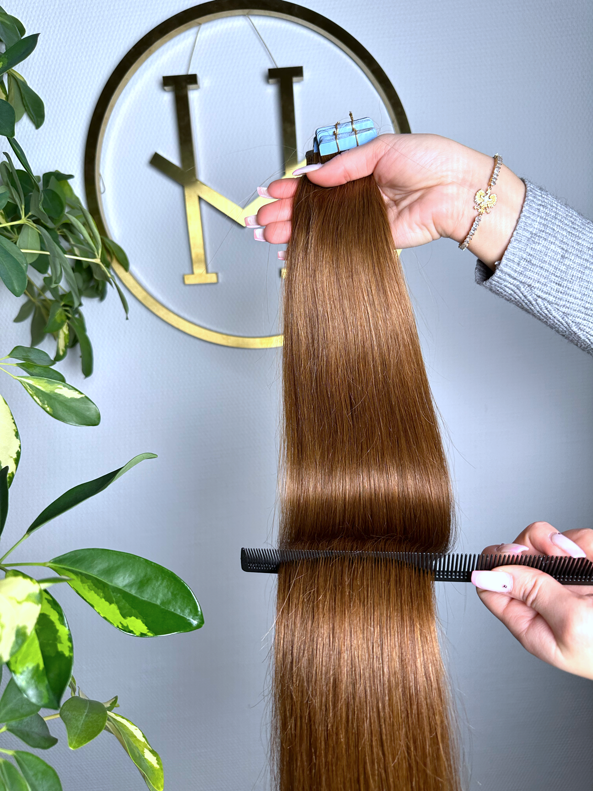 #6 HASELNUSSBRAUNE US WELLIGE TAPE EXTENSIONS 55CM ♡