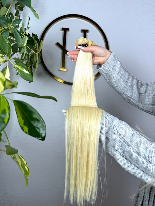 #60 PLATIN US WELLIGE KERATIN BONDINGS PLATINBLOND 65CM ♡