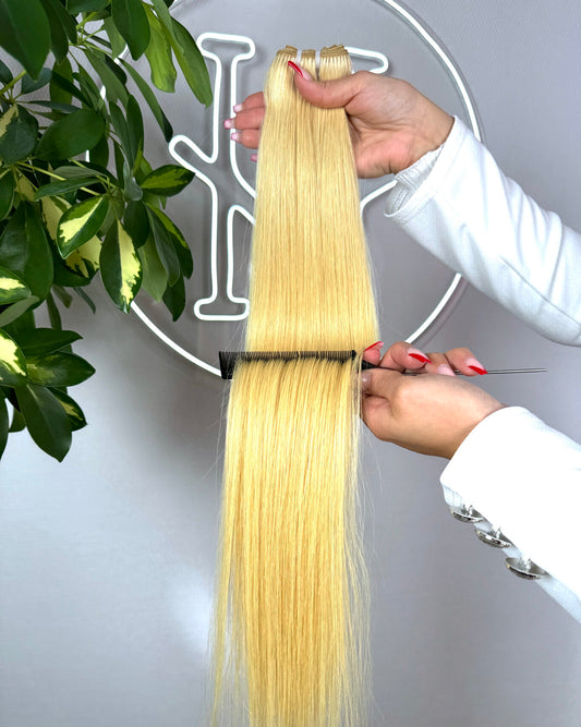 #27 TRESSEN GOLDBLONDE US WELLIGE TRESSEN CLASSIC ECHTHAAR  65CM ♡