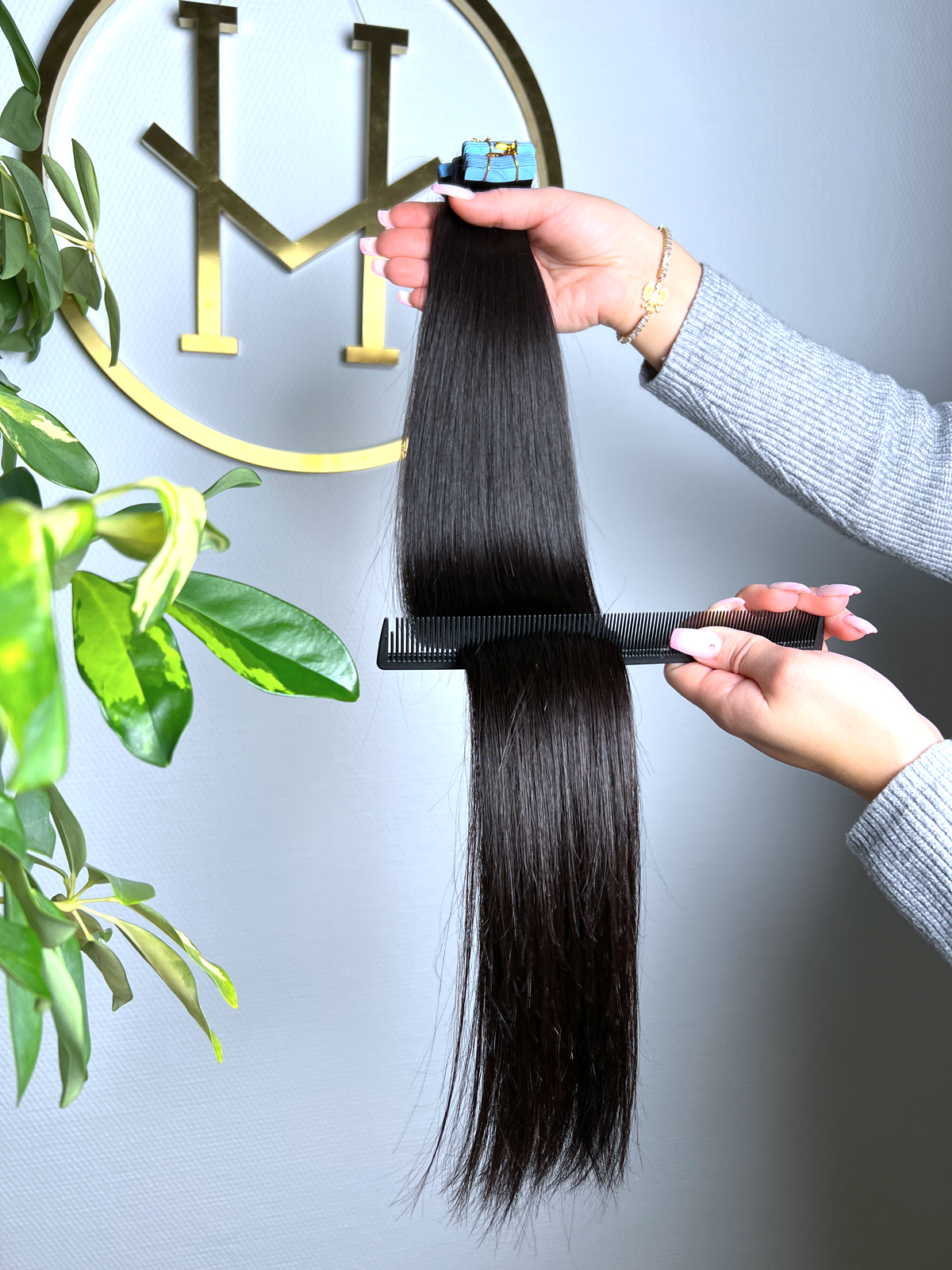 #NATURAL SCHWARZBRAUNE US WELLIGE TAPE EXTENSIONS 55CM ♡