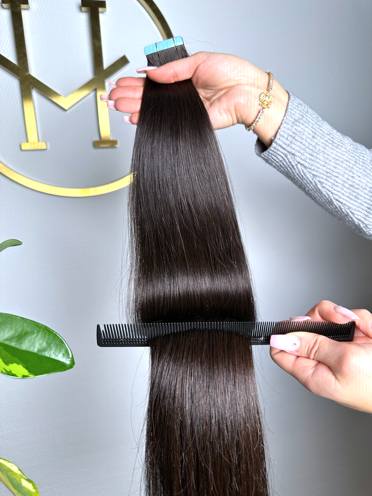 #2E DUNKELBRAUNE US WELLIGE TAPE EXTENSIONS 55CM ♡