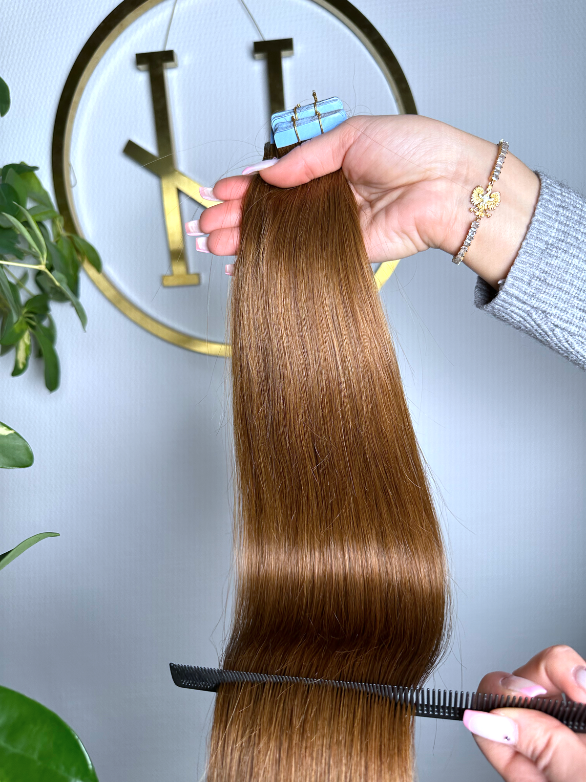 #6 HASELNUSSBRAUNE US WELLIGE TAPE EXTENSIONS 65CM ♡
