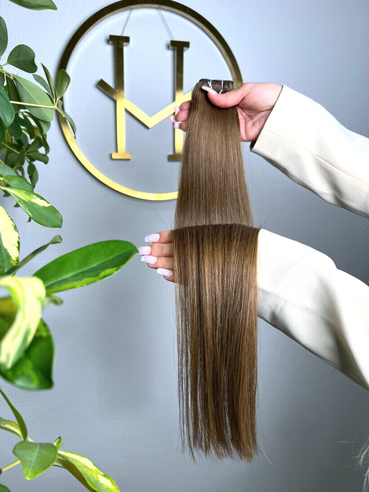 TRESSEN #FAWN HELLBRAUN RU GLATT CLASSIC WEFT ♡