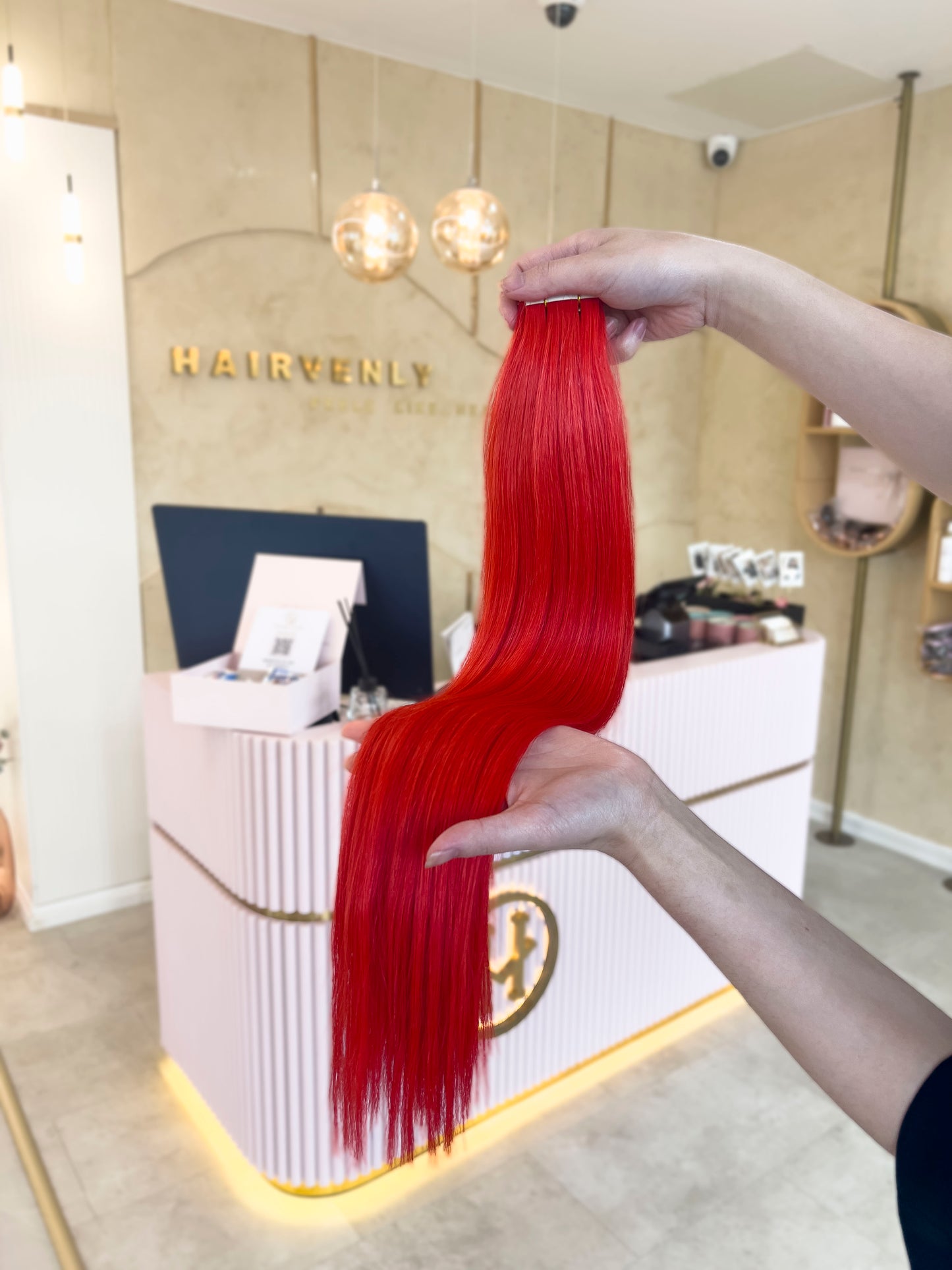 #RED 45CM TAPE EXTENSIONS ♡