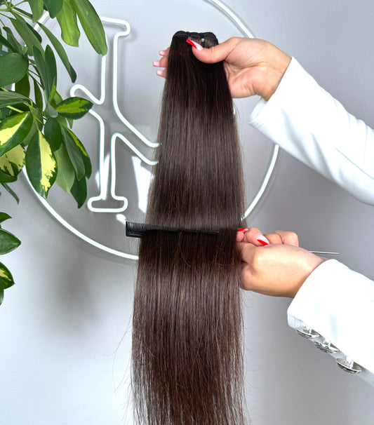 #2 SCHOKOLADENBRAUNE US WELLIGE TRESSEN CLASSIC ECHTHAAR  65CM ♡