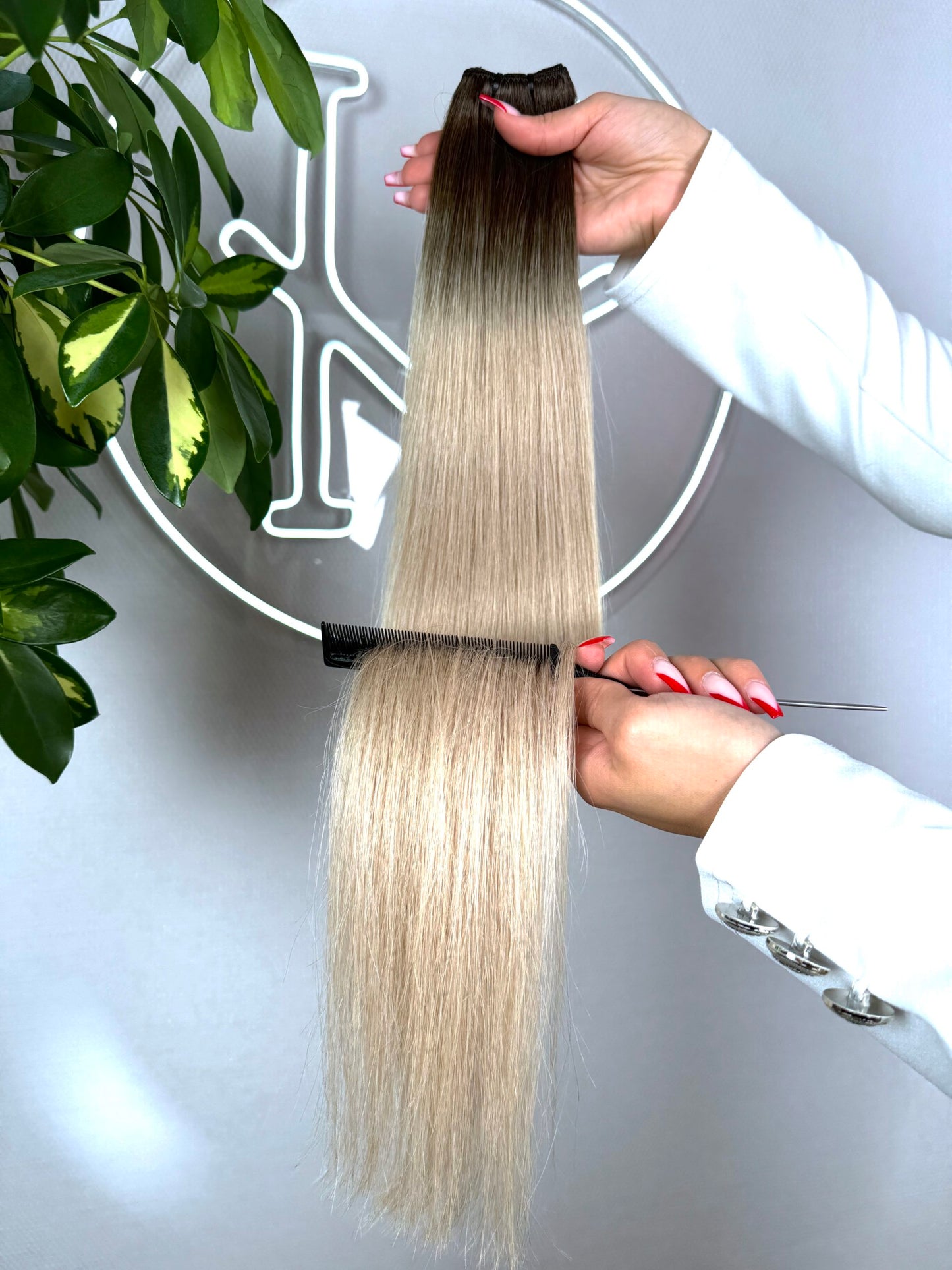 #2T18A KÜHLES BLOND OMRBÉ ECHTHAAR TRESSEN 65CM ♡
