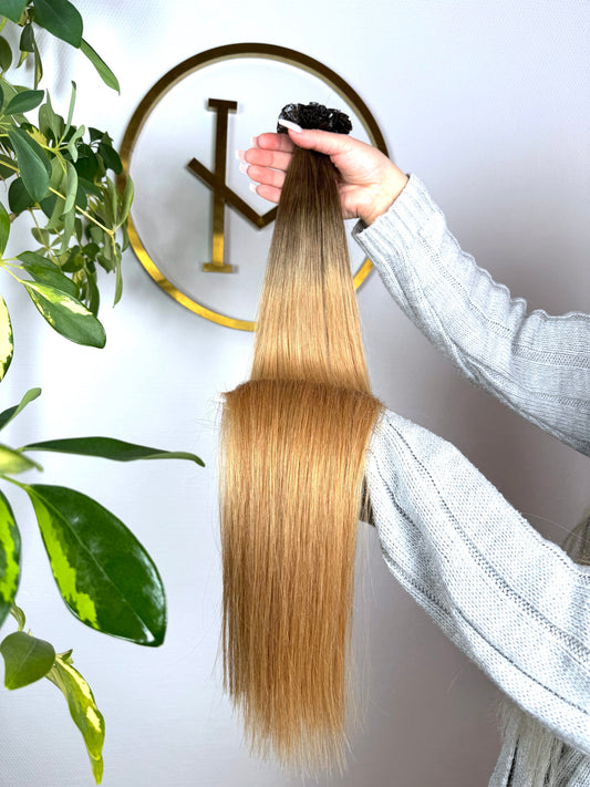 #2T14A US WELLIGE KERATIN BONDINGS DUNKELBLOND OMBRÉ 65CM ♡