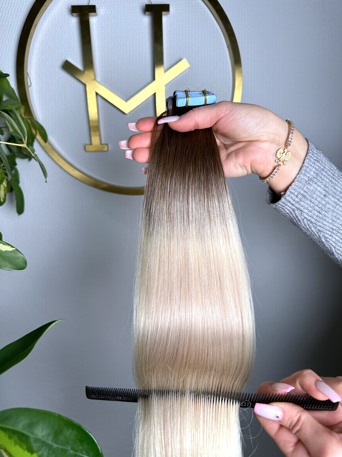 #3T-PEARL WHITE WEIßBLOND OMRBÉ TAPE EXTENSIONS 55CM ♡