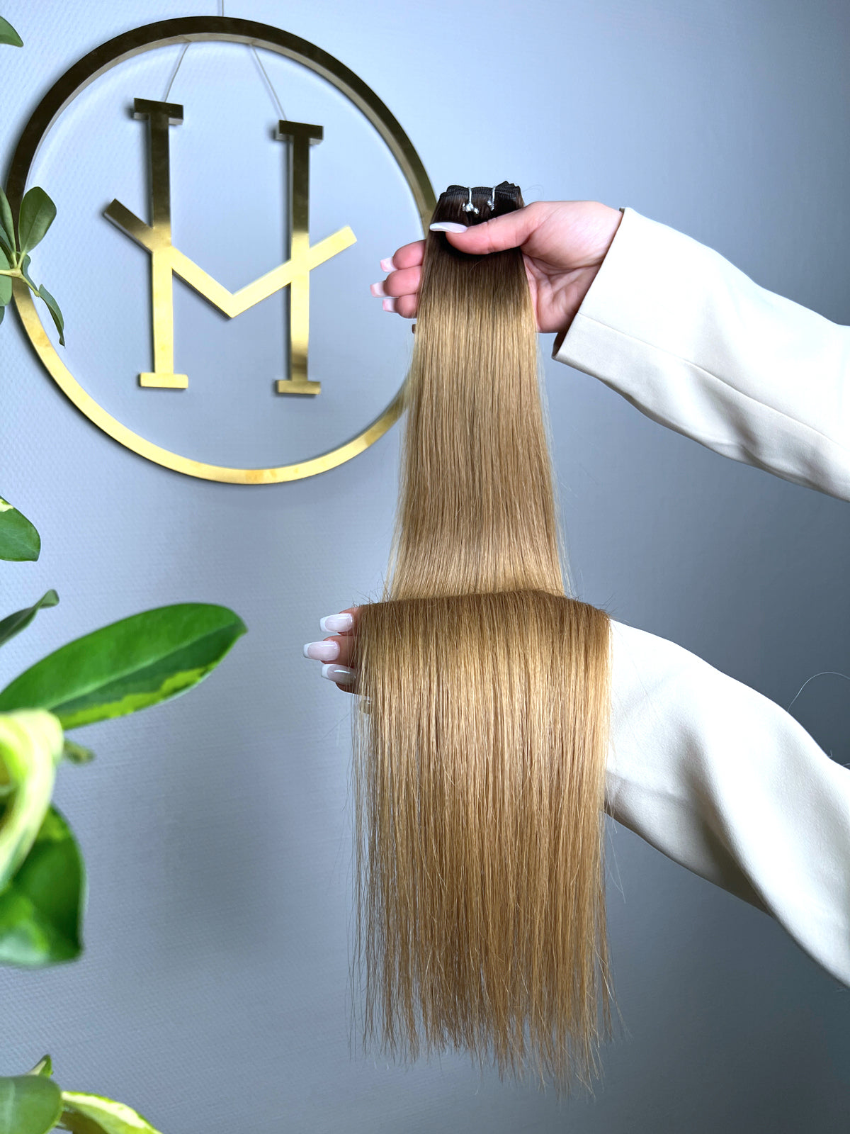 TRESSEN #BUTTERSCOTCH OMBRES DUNKELBRAUN UND HELLBRAUN GOLD RU GLATT CLASSIC WEFT ♡