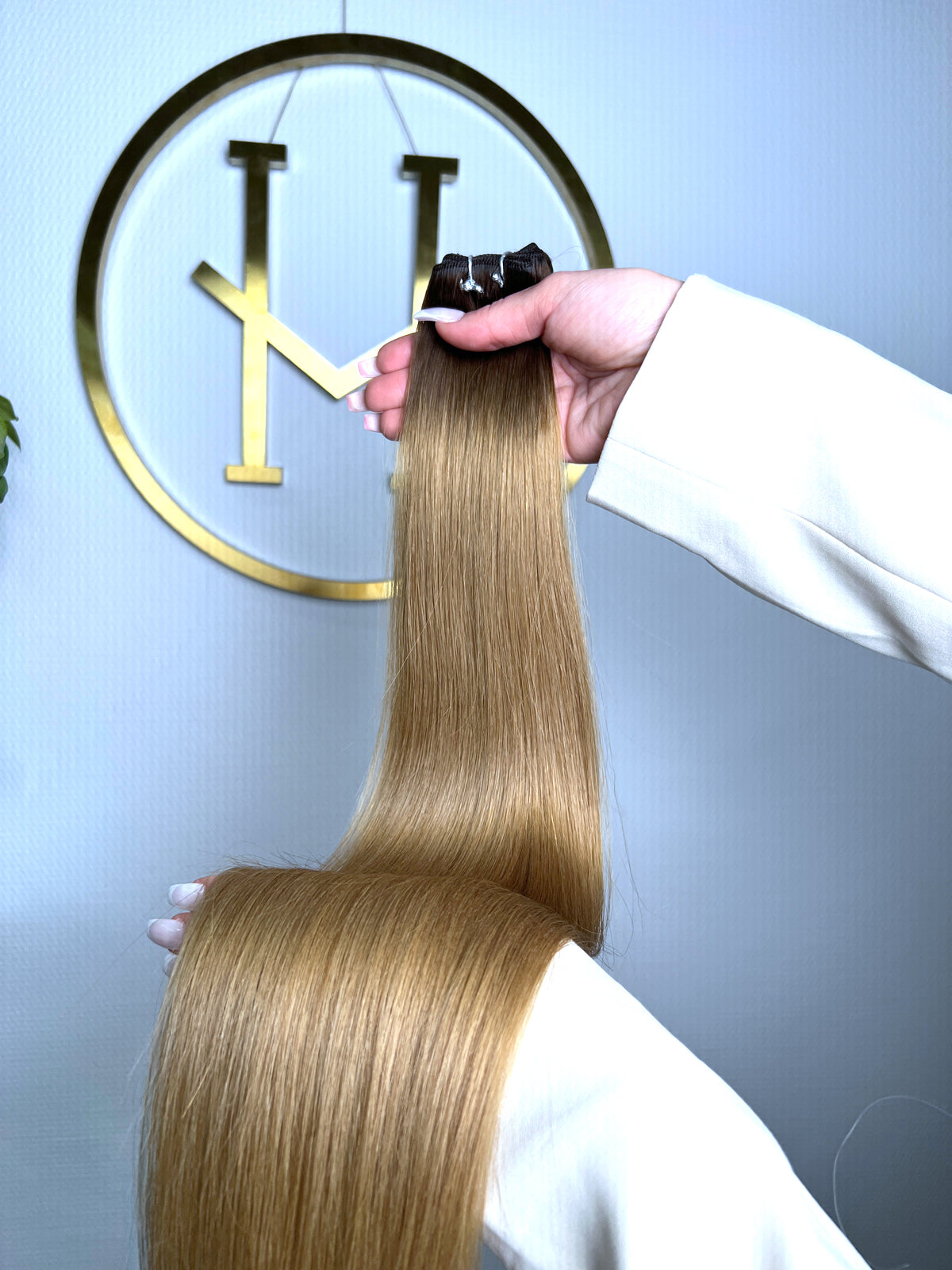 TRESSEN #BUTTERSCOTCH OMBRES DUNKELBRAUN UND HELLBRAUN GOLD RU GLATT CLASSIC WEFT ♡