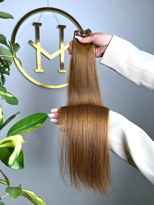 TRESSEN #GLOW HELLBRAUNGOLD RU GLATT CLASSIC WEFT ♡