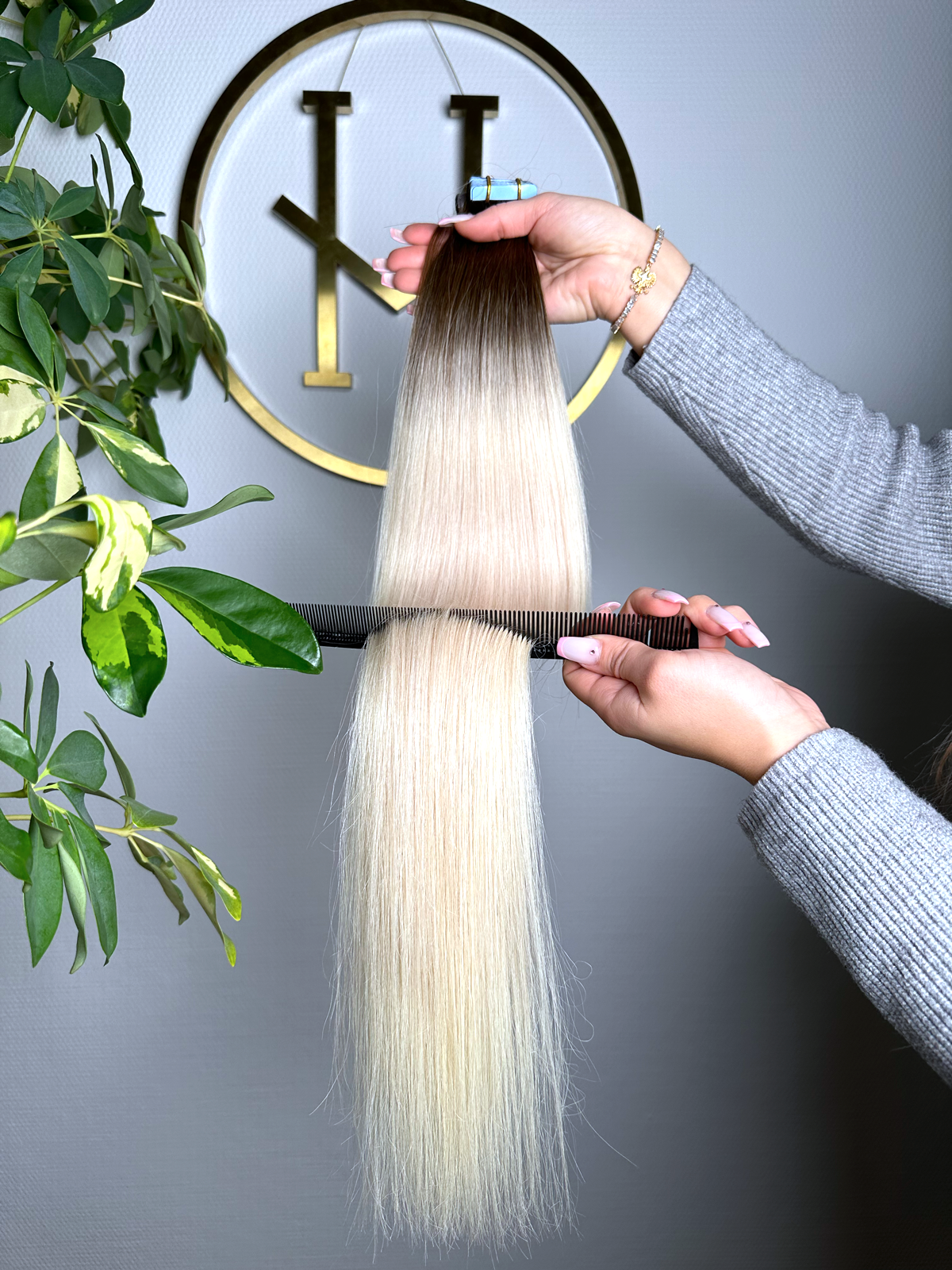 #3T-PEARL WHITE WEIßBLOND OMRBÉ TAPE EXTENSIONS 55CM ♡