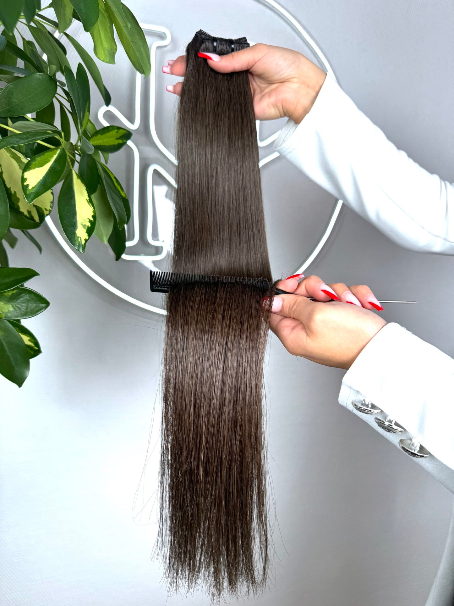#2A ASCHBRAUNE ECHTHAAR TRESSEN 65CM ♡