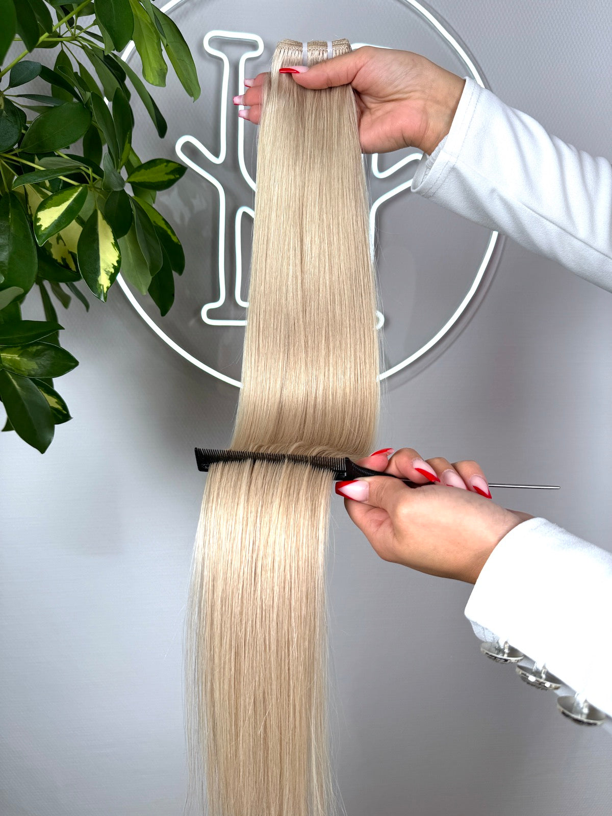 #SILVER ASCHBLONDE ECHTHAAR TRESSEN 65CM ♡