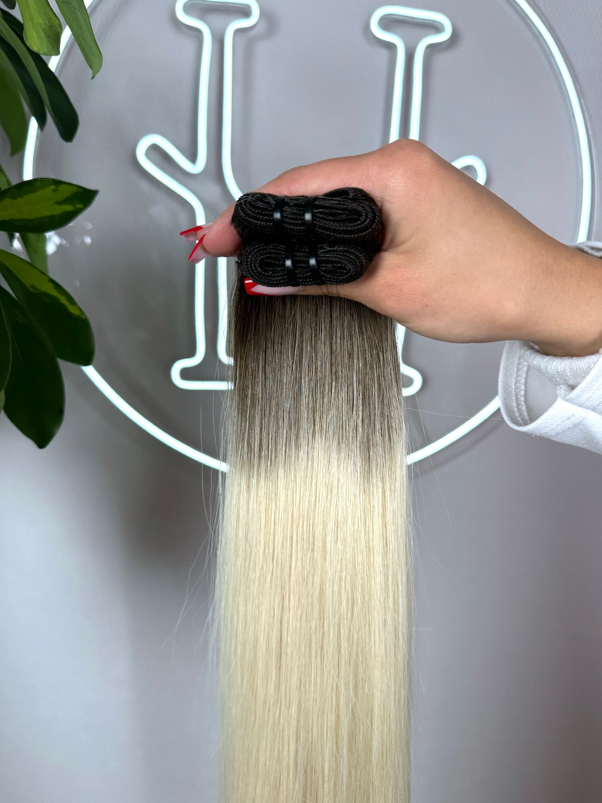 #3T-PEARL WHITE TRESSEN WEIßBLOND ECHTHAAR TRESSEN♡