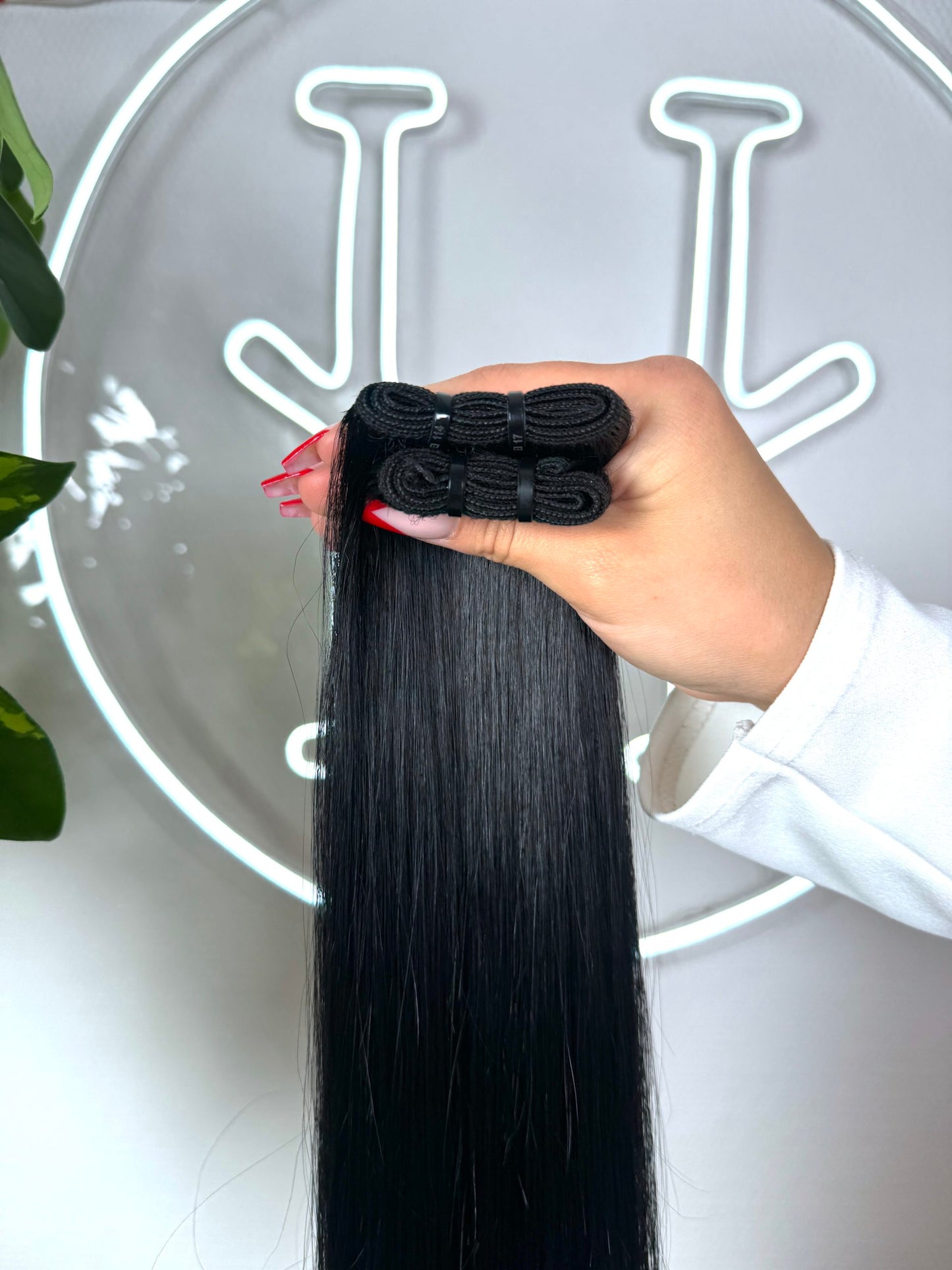 #1A SCHWARZE US WELLIGE TRESSEN CLASSIC ECHTHAAR 65CM ♡