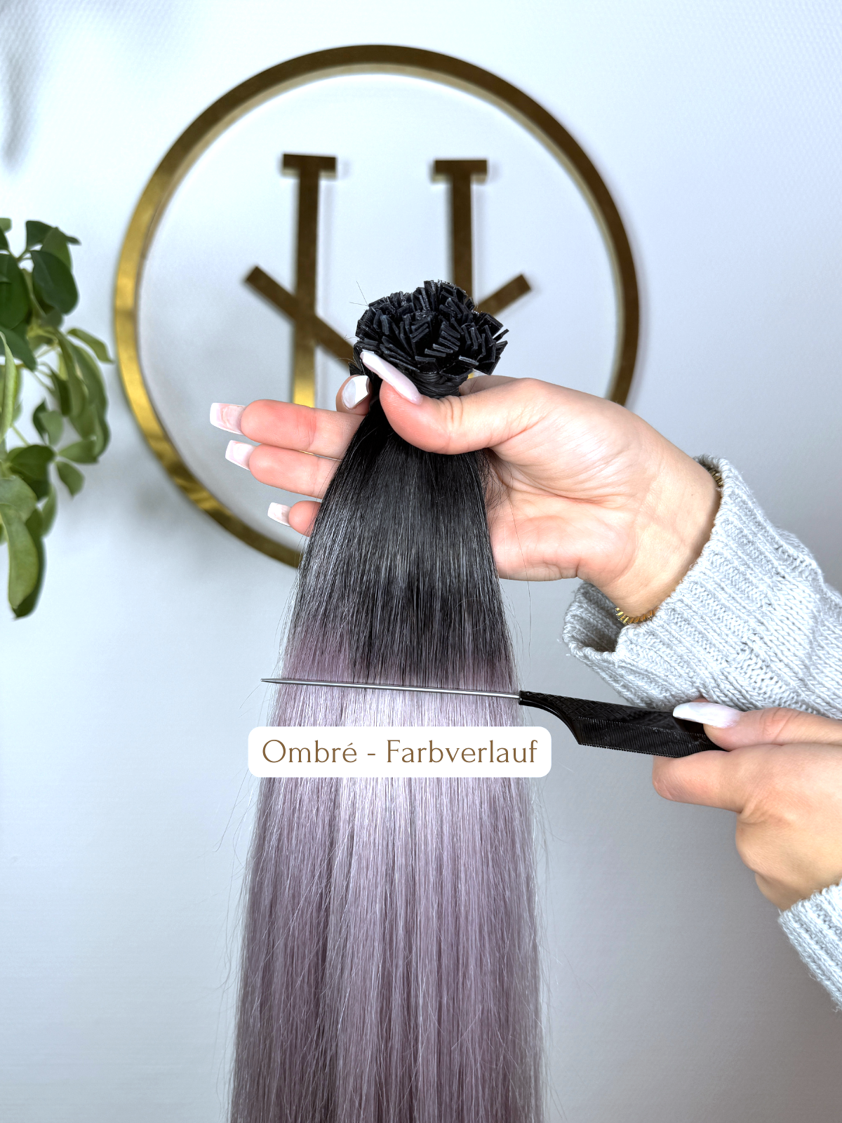 #NATURAL/GREY KERATIN BONDINGS GRAU OMBRÉ 65CM ♡