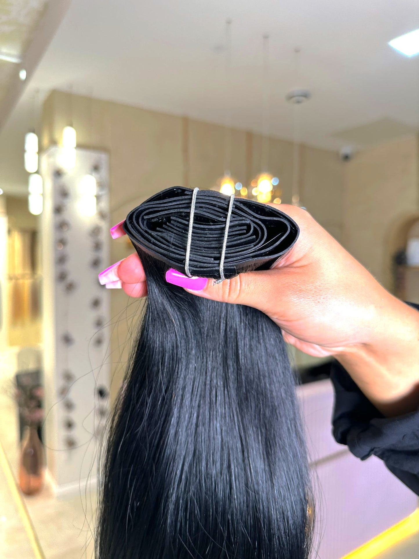 #EBONY - INVISIBLE CLIP EXTENSIONS 150G - TIEFSCHWARZ ♡