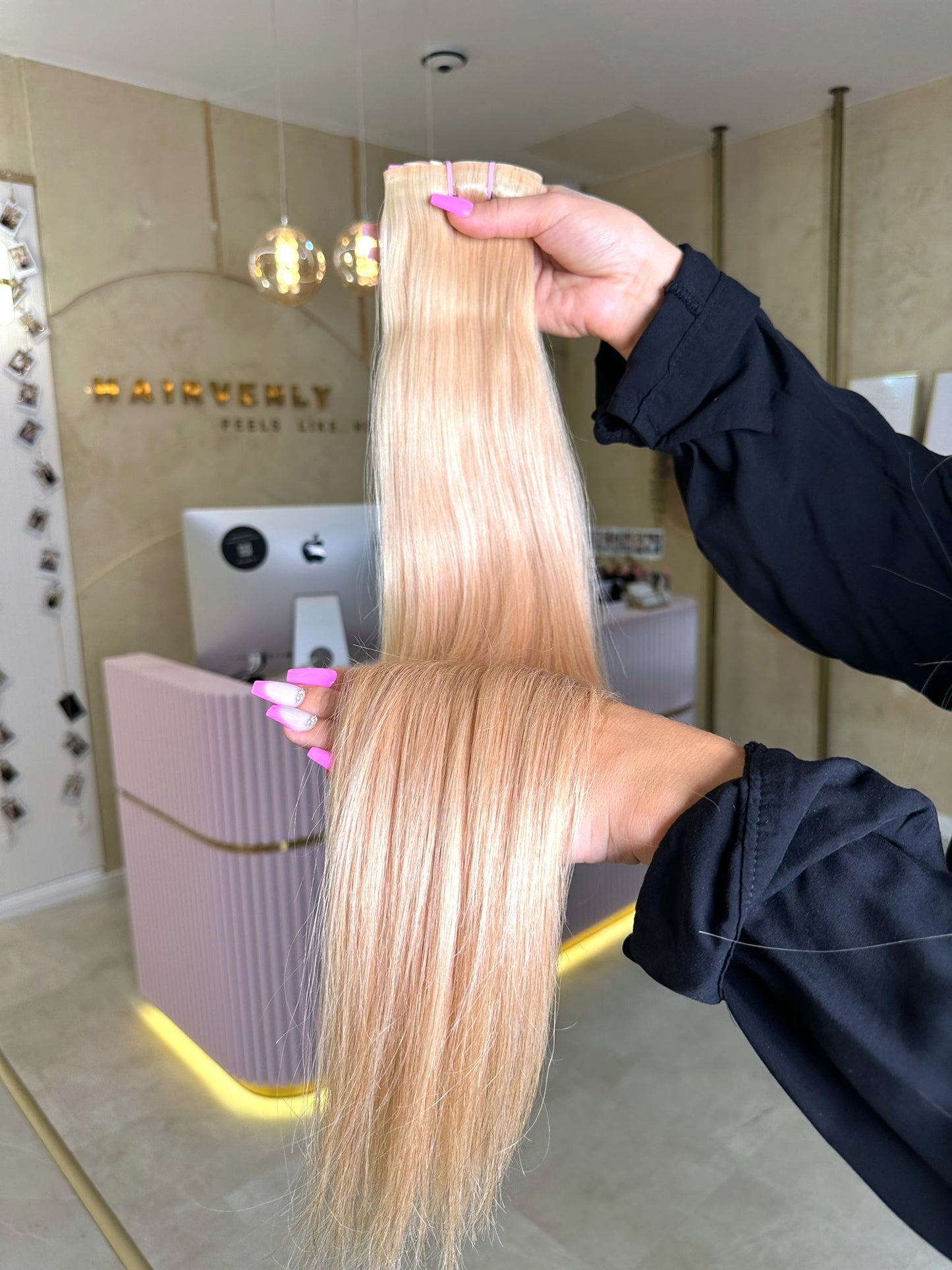 #CHAMPAGNE - INVISIBLE CLIP EXTENSIONS 225G - HELLBLOND GOLD ♡