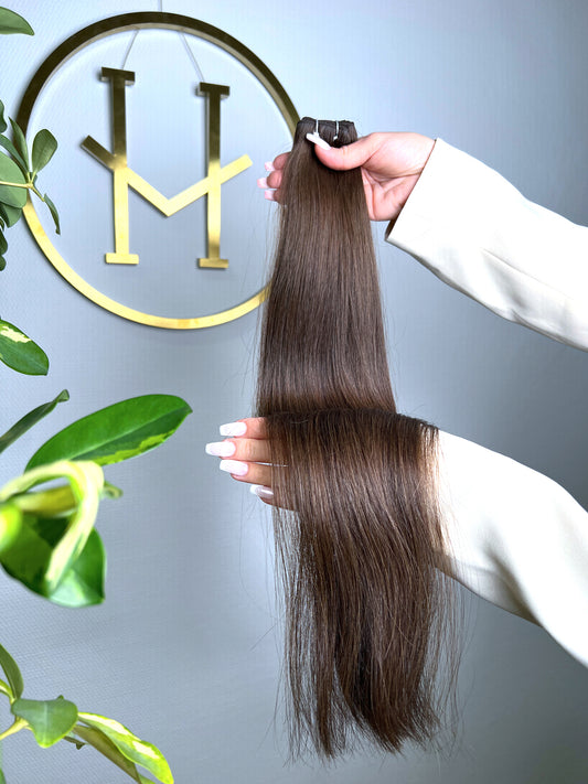 TRESSEN #BITTER CACAO DUNKELBRAUN RU GLATT CLASSIC WEFT ♡