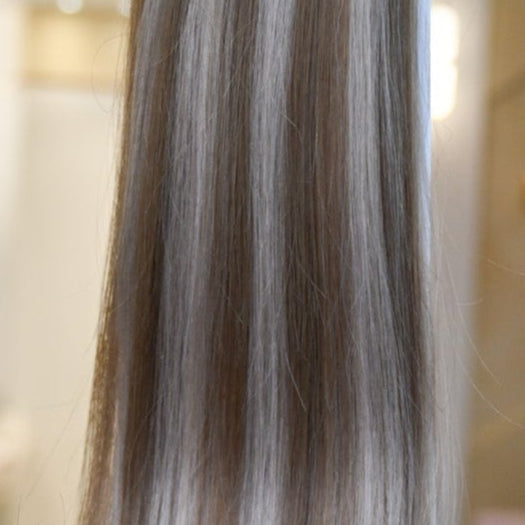 #CARAMEL FUDGE - INVISIBLE CLIP EXTENSIONS - BALAYAGE MITTELBRAUN MIT HELLBLOND ASCH ALS HIGHLIGHTS ♡