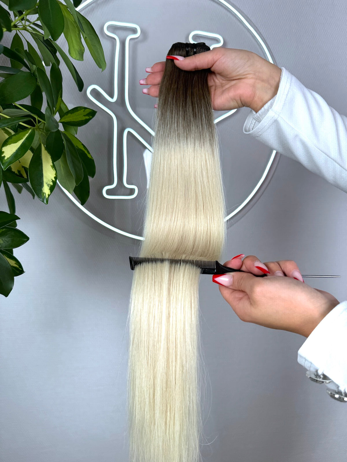 #3T-PEARL WHITE TRESSEN WEIßBLOND ECHTHAAR TRESSEN♡