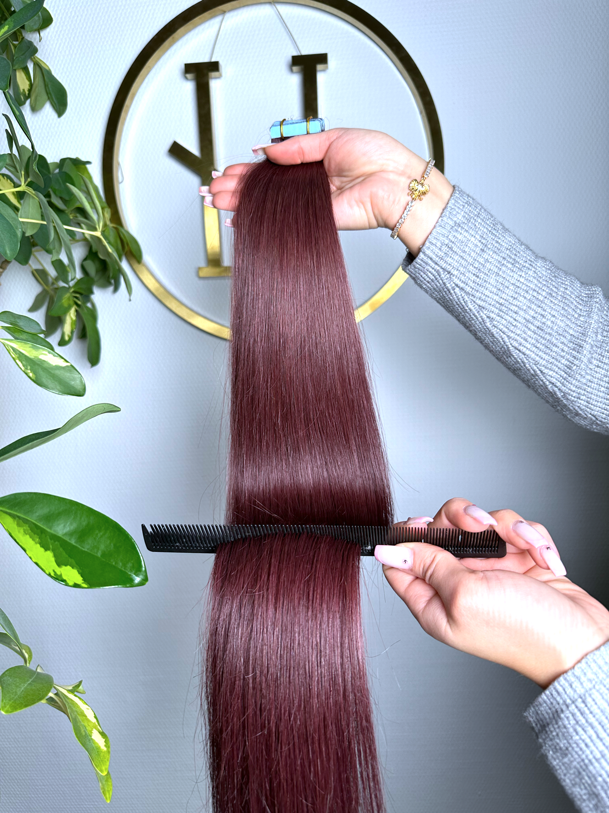 #99J DUNKLE KIRSCHE 45CM TAPE EXTENSIONS  ♡